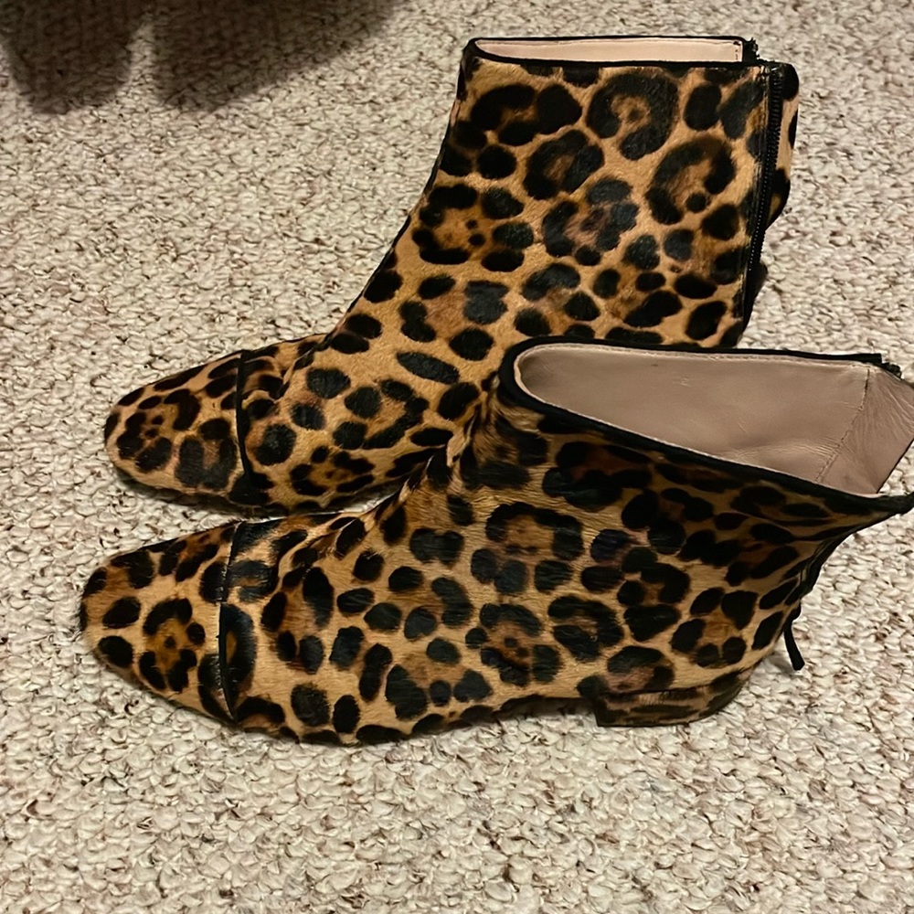 Real calf hair j crew leopard boots
